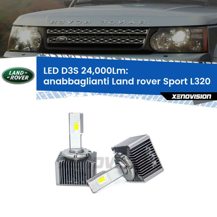 <strong>Kit trasformazione a LED per fari xenon di serie Land rover Sport</strong> L320 2010 - 2013. Lampade <strong>D3S</strong> Plug&Play no-errori 24.000Lumen da Xenovision.