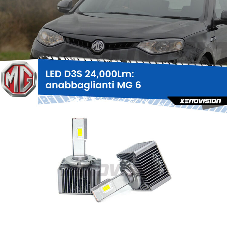 <strong>Kit trasformazione a LED per fari xenon di serie MG 6</strong>  2010 in poi. Lampade <strong>D3S</strong> Plug&Play no-errori 24.000Lumen da Xenovision.