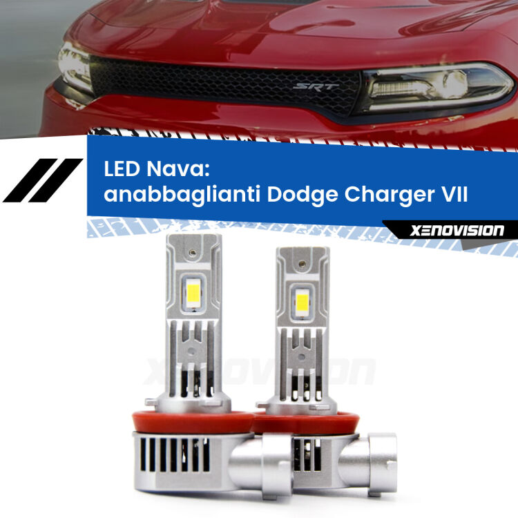 <strong>Anabbaglianti LED no-spie per Dodge Charger</strong> VII prima serie. Coppia lampade <strong>H11</strong>/H9/H8/H16(JP) modello Nava canbus, raffreddate a ventola.