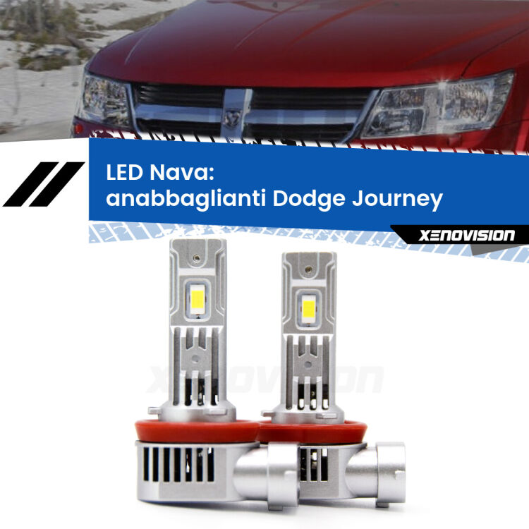 <strong>Anabbaglianti LED no-spie per Dodge Journey</strong>  2008 - 2015. Coppia lampade <strong>H11</strong>/H9/H8/H16(JP) modello Nava canbus, raffreddate a ventola.