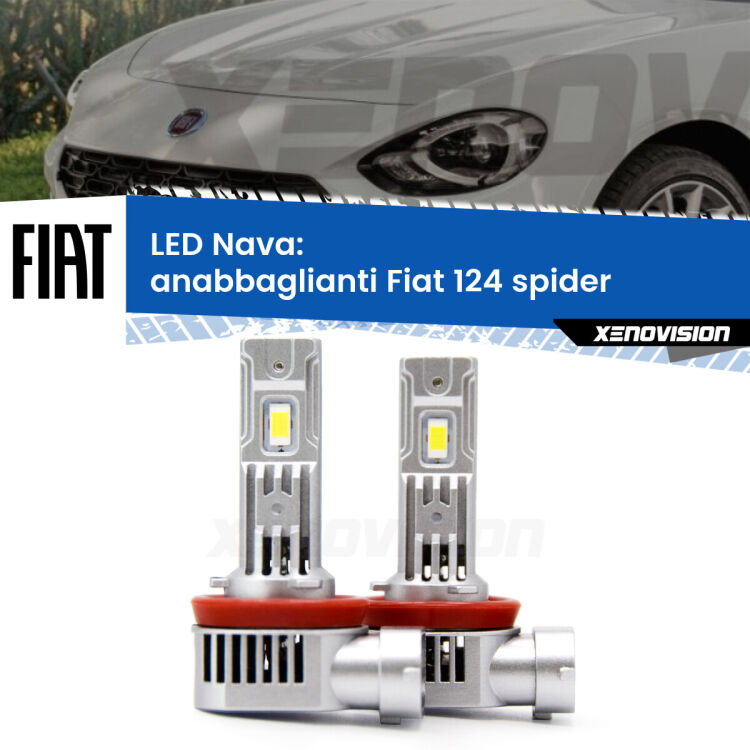 <strong>Anabbaglianti LED no-spie per Fiat 124 spider</strong>  2016 in poi. Coppia lampade <strong>H11</strong>/H9/H8/H16(JP) modello Nava canbus, raffreddate a ventola.