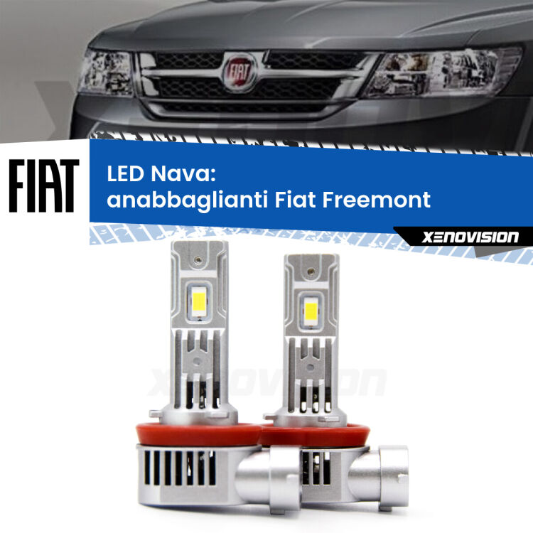 <strong>Anabbaglianti LED no-spie per Fiat Freemont</strong>  2011 - 2016. Coppia lampade <strong>H11</strong>/H9/H8/H16(JP) modello Nava canbus, raffreddate a ventola.