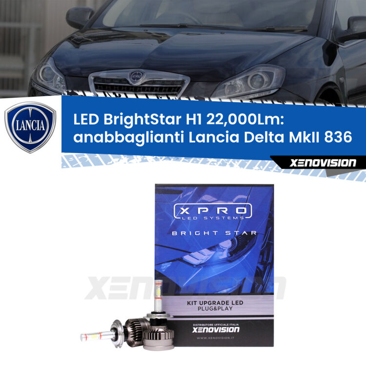 <strong>Kit LED anabbaglianti per Lancia Delta MkII</strong> 836 1993 - 1999. </strong>Due lampade Canbus H1 Brightstar da 22,000 Lumen. Qualità Massima.