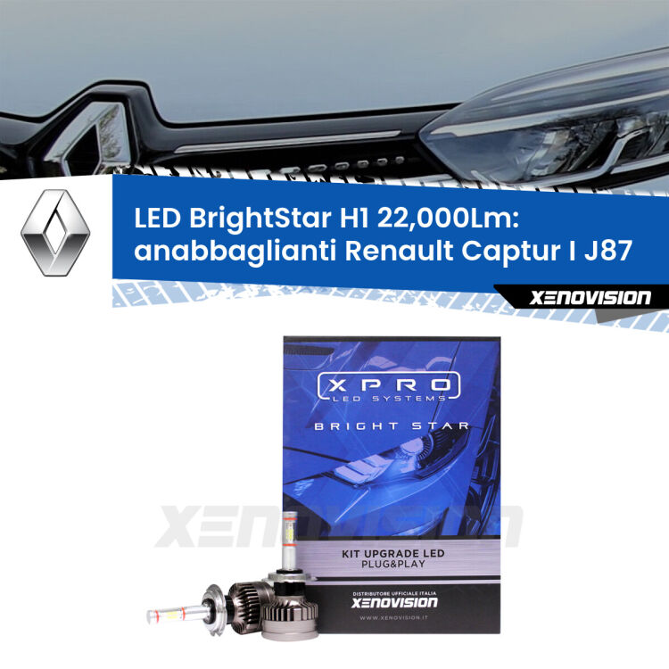 <strong>Kit LED anabbaglianti per Renault Captur I</strong> J87 restyling. </strong>Due lampade Canbus H1 Brightstar da 22,000 Lumen. Qualità Massima.