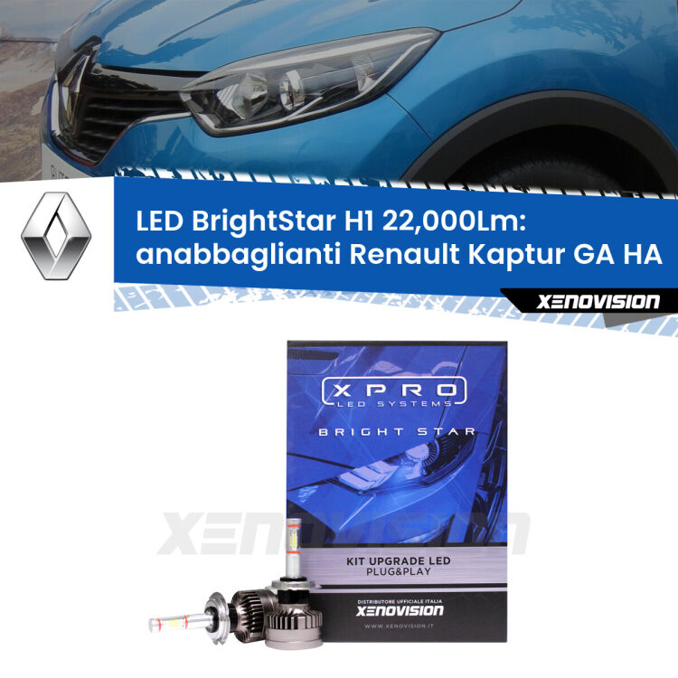 <strong>Kit LED anabbaglianti per Renault Kaptur GA</strong> HA 2016 - 2018. </strong>Due lampade Canbus H1 Brightstar da 22,000 Lumen. Qualità Massima.