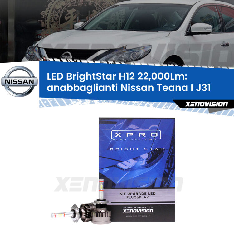 FINE SERIE: NO GARANZIA <strong>Kit LED anabbaglianti per Nissan Teana I</strong> J31 2003 - 2008. </strong>Coppia lampade Canbus H11 Brightstar da 22,000 Lumen. Qualità Massima.