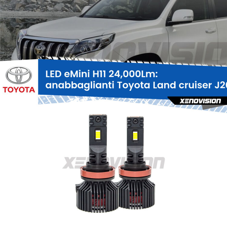 FINE SERIE: NO GARANZIA<strong>Kit anabbaglianti LED specifico per Toyota Land cruiser</strong> J200 2007 in poi. Lampade <strong>H11</strong> Canbus compatte da 24.000Lumen Eagle Mini Xenovision.