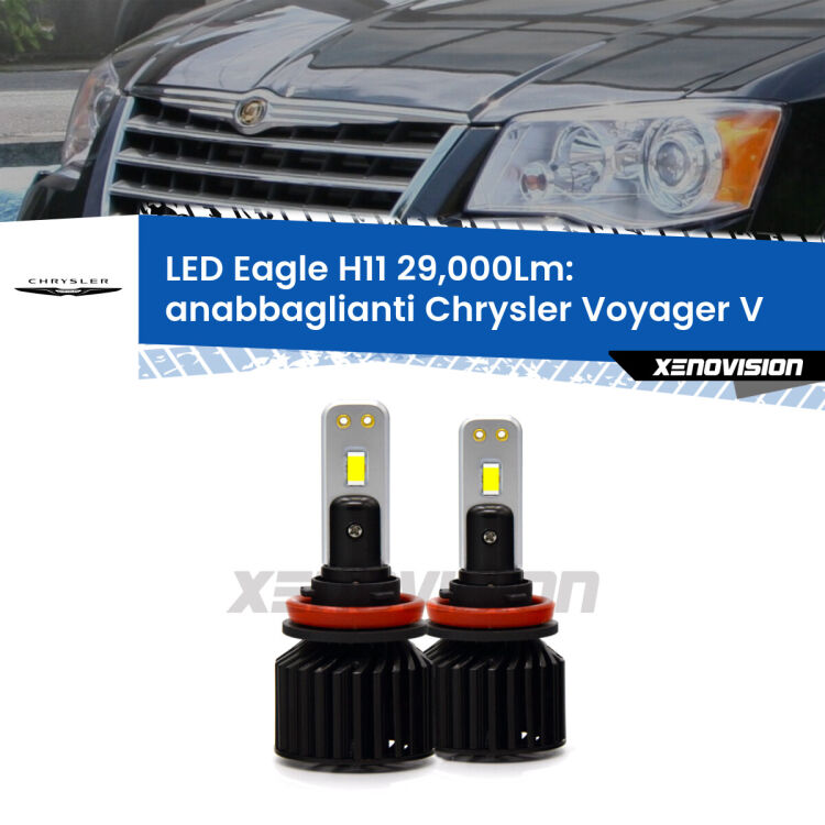 <strong>Kit anabbaglianti LED specifico per Chrysler Voyager V</strong>  2007 - 2016. Lampade <strong>H11</strong> Canbus da 29.000Lumen di luminosità modello Eagle Xenovision.