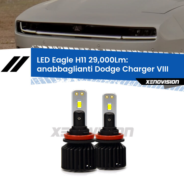 <strong>Kit anabbaglianti LED specifico per Dodge Charger</strong> VIII 2024 in poi. Lampade <strong>H11</strong> Canbus da 29.000Lumen di luminosità modello Eagle Xenovision.