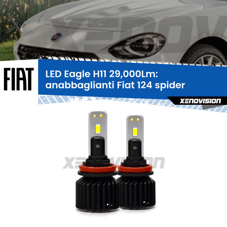 <strong>Kit anabbaglianti LED specifico per Fiat 124 spider</strong>  2016 in poi. Lampade <strong>H11</strong> Canbus da 29.000Lumen di luminosità modello Eagle Xenovision.