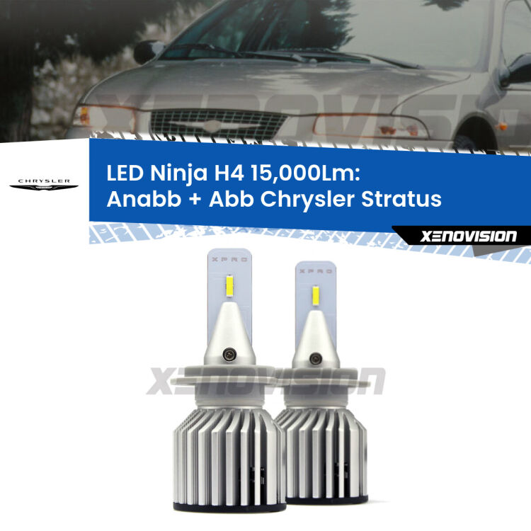 FINE SERIE: NO GARANZIA<strong>Kit anabbaglianti + abbaglianti LED per Chrysler Stratus</strong>  1995 - 2001. Lampade <strong>H4</strong> Canbus da 15.000Lumen di luminosità modello Ninja Xenovision.LIQUIDAZIONE FINE SERIE: VENDUTO SENZA GARANZIA