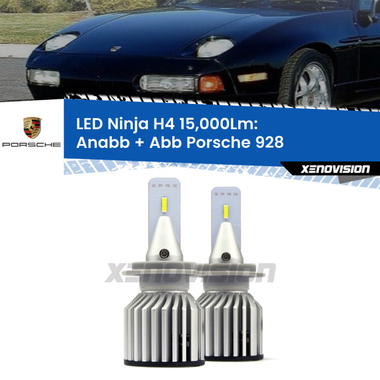 FINE SERIE: NO GARANZIA<strong>Kit anabbaglianti + abbaglianti LED per Porsche 928</strong>  1977 - 1995. Lampade <strong>H4</strong> Canbus da 15.000Lumen di luminosità modello Ninja Xenovision.LIQUIDAZIONE FINE SERIE: VENDUTO SENZA GARANZIA