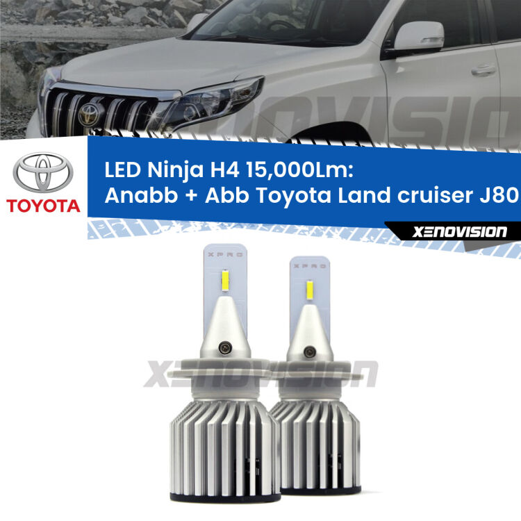 FINE SERIE: NO GARANZIA<strong>Kit anabbaglianti + abbaglianti LED per Toyota Land cruiser</strong> J80 1990 - 1997. Lampade <strong>H4</strong> Canbus da 15.000Lumen di luminosità modello Ninja Xenovision.LIQUIDAZIONE FINE SERIE: VENDUTO SENZA GARANZIA