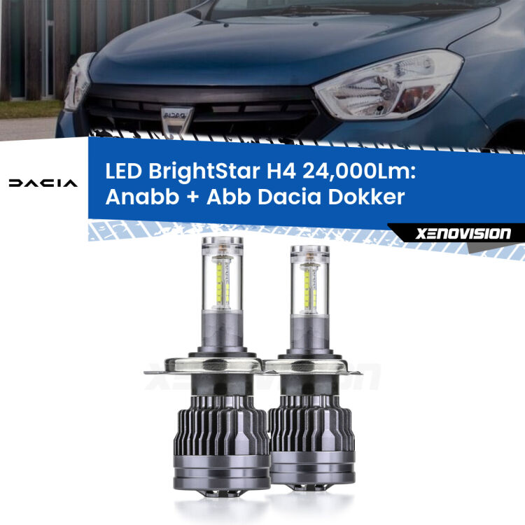 <strong>Kit Anabbaglianti LED per Dacia Dokker</strong>  2012 in poi</strong>: 24.000Lumen, canbus, fatti per durare. Qualità Massima Garantita.