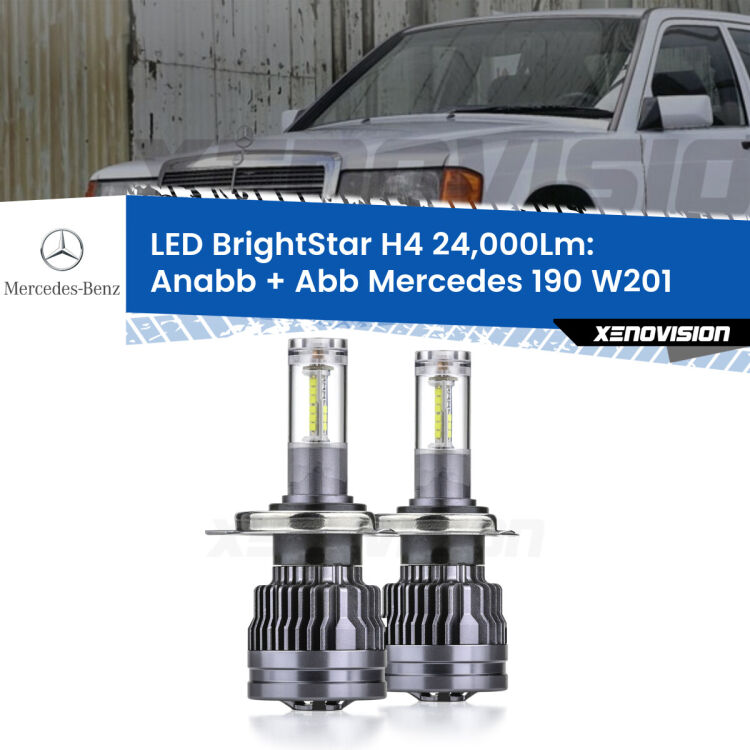 <strong>Kit Anabbaglianti LED per Mercedes 190</strong> W201 1982 - 1993</strong>: 24.000Lumen, canbus, fatti per durare. Qualità Massima Garantita.