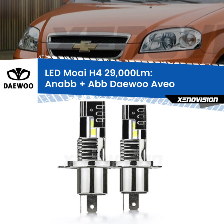 <strong>Kit Anabbaglianti LED per Daewoo Aveo</strong>  2002 - 2005</strong>: 29.000Lumen, canbus, fatti per durare. Qualità Massima Garantita.