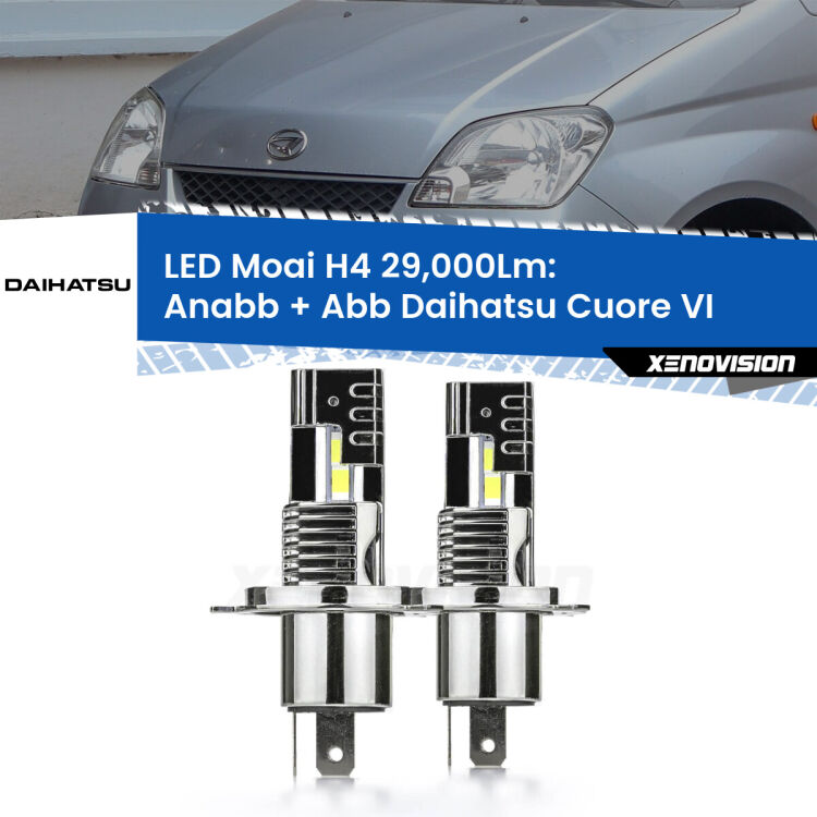 <strong>Kit Anabbaglianti LED per Daihatsu Cuore VI</strong>  2003 - 2007</strong>: 29.000Lumen, canbus, fatti per durare. Qualità Massima Garantita.