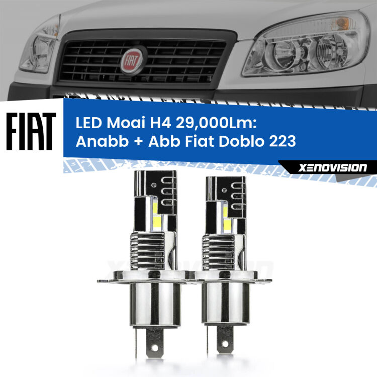 <strong>Kit Anabbaglianti LED per Fiat Doblo</strong> 223 2000 - 2010</strong>: 29.000Lumen, canbus, fatti per durare. Qualità Massima Garantita.