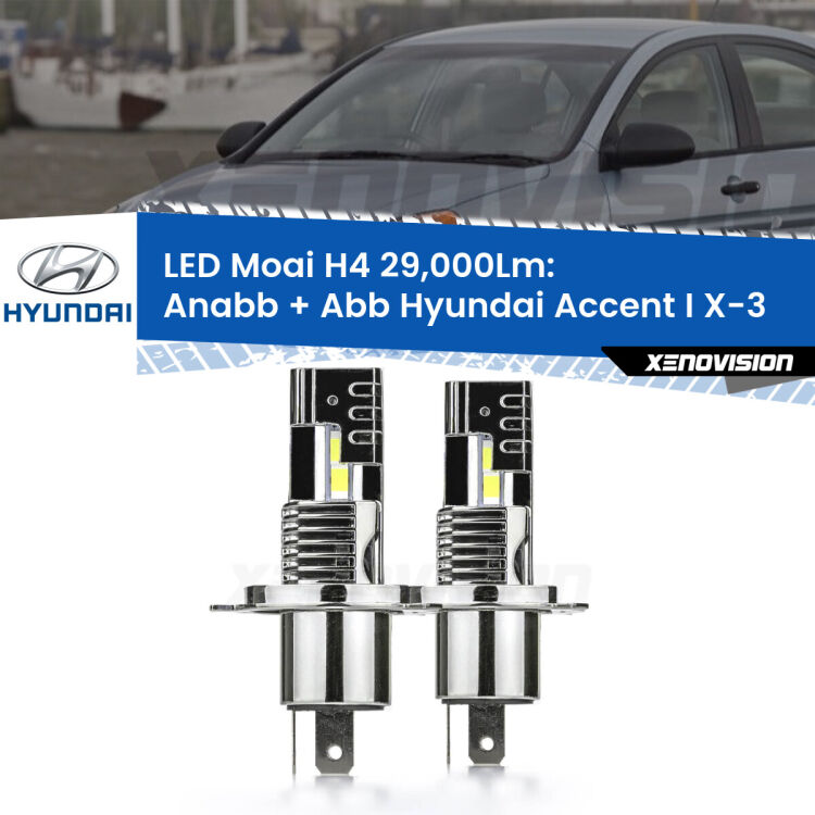 <strong>Kit Anabbaglianti LED per Hyundai Accent I</strong> X-3 1994 - 2000</strong>: 29.000Lumen, canbus, fatti per durare. Qualità Massima Garantita.