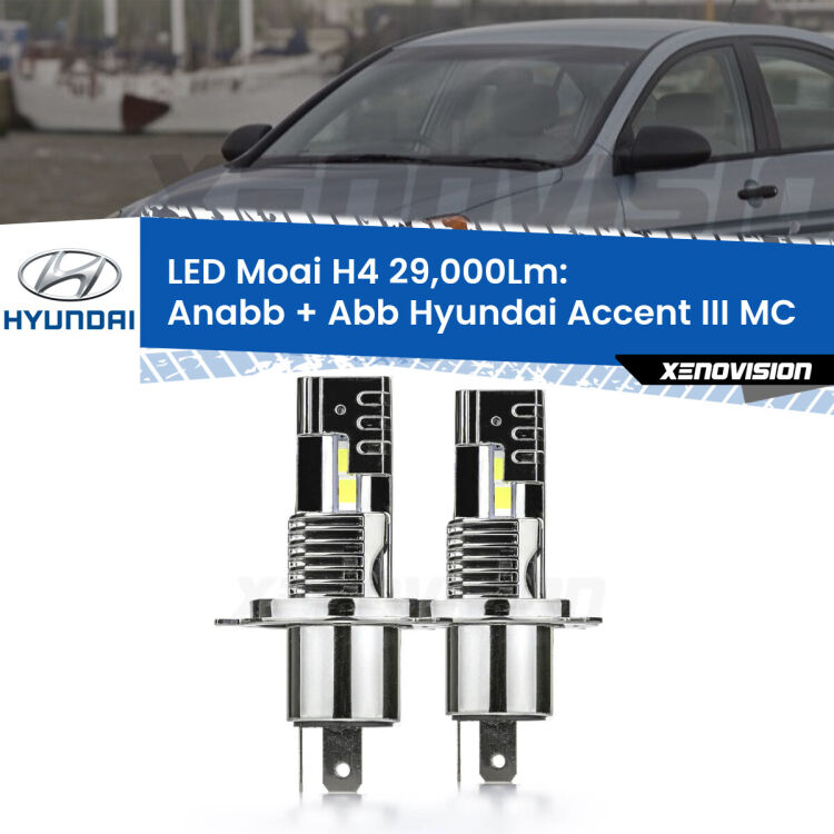 <strong>Kit Anabbaglianti LED per Hyundai Accent III</strong> MC 2005 - 2010</strong>: 29.000Lumen, canbus, fatti per durare. Qualità Massima Garantita.