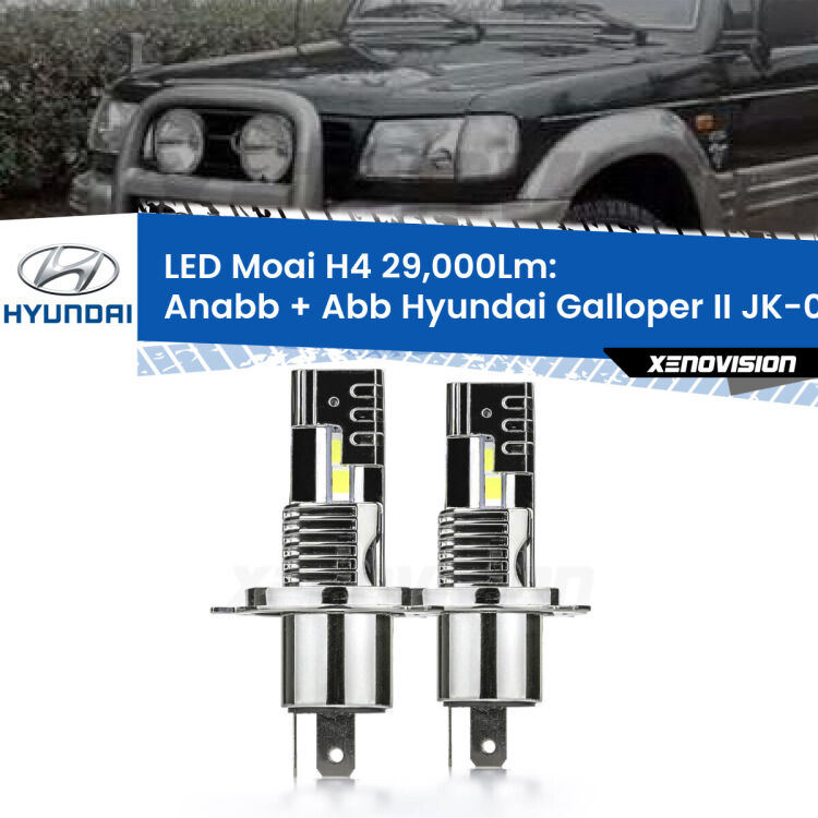 <strong>Kit Anabbaglianti LED per Hyundai Galloper II</strong> JK-01 1998 - 2003</strong>: 29.000Lumen, canbus, fatti per durare. Qualità Massima Garantita.