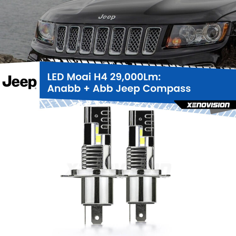 <strong>Kit Anabbaglianti LED per Jeep Compass</strong>  2006 - 2010</strong>: 29.000Lumen, canbus, fatti per durare. Qualità Massima Garantita.