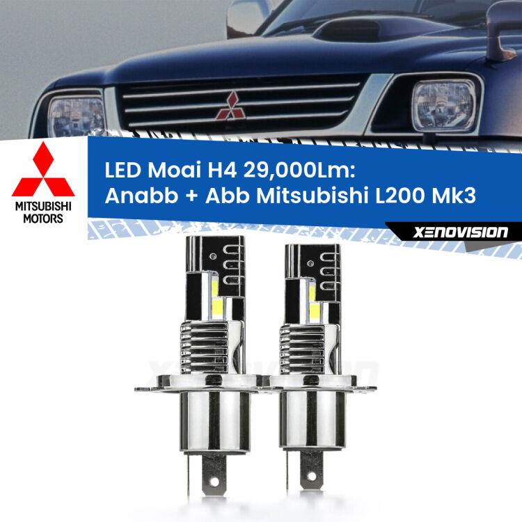 <strong>Kit Anabbaglianti LED per Mitsubishi L200</strong> Mk3 1996 - 2005</strong>: 29.000Lumen, canbus, fatti per durare. Qualità Massima Garantita.