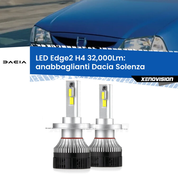 <p><strong>Kit anabbaglianti LED H4 per Dacia Solenza</strong>  2003 in poi. </strong>Potenza smisurata, taglio di luce perfetto. Super canbus. Qualità Massima.</p>