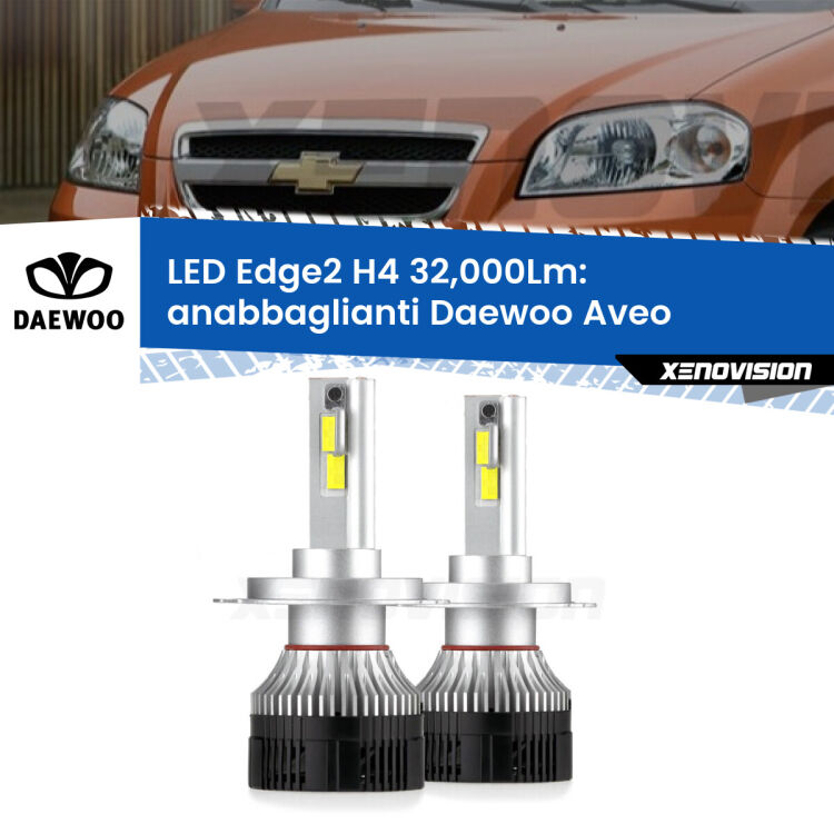 <p><strong>Kit anabbaglianti LED H4 per Daewoo Aveo</strong>  2002 - 2005. </strong>Potenza smisurata, taglio di luce perfetto. Super canbus. Qualità Massima.</p>