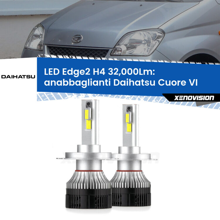 <p><strong>Kit anabbaglianti LED H4 per Daihatsu Cuore VI</strong>  2003 - 2007. </strong>Potenza smisurata, taglio di luce perfetto. Super canbus. Qualità Massima.</p>