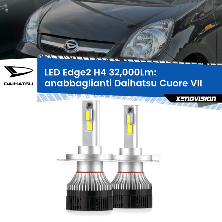 <p><strong>Kit anabbaglianti LED H4 per Daihatsu Cuore VII</strong>  2007 - 2018. </strong>Potenza smisurata, taglio di luce perfetto. Super canbus. Qualità Massima.</p>