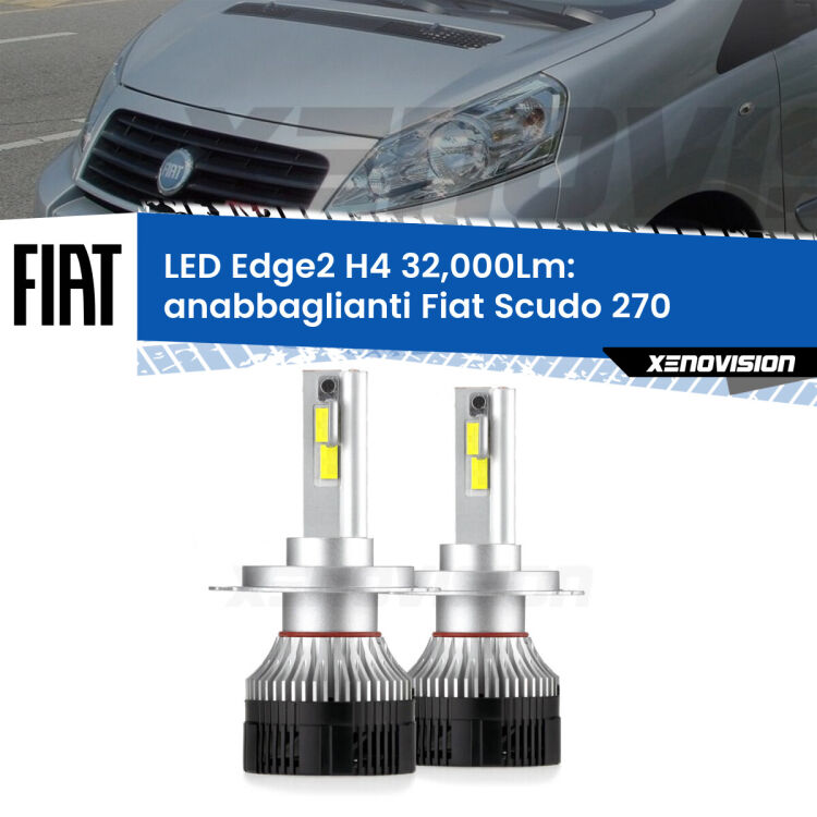 <p><strong>Kit anabbaglianti LED H4 per Fiat Scudo</strong> 270 2007 - 2016. </strong>Potenza smisurata, taglio di luce perfetto. Super canbus. Qualità Massima.</p>