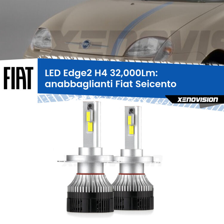 <p><strong>Kit anabbaglianti LED H4 per Fiat Seicento</strong>  1998 - 2010. </strong>Potenza smisurata, taglio di luce perfetto. Super canbus. Qualità Massima.</p>