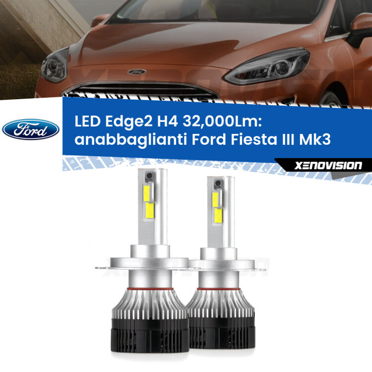 <p><strong>Kit anabbaglianti LED H4 per Ford Fiesta III</strong> Mk3 1989 - 1995. </strong>Potenza smisurata, taglio di luce perfetto. Super canbus. Qualità Massima.</p>