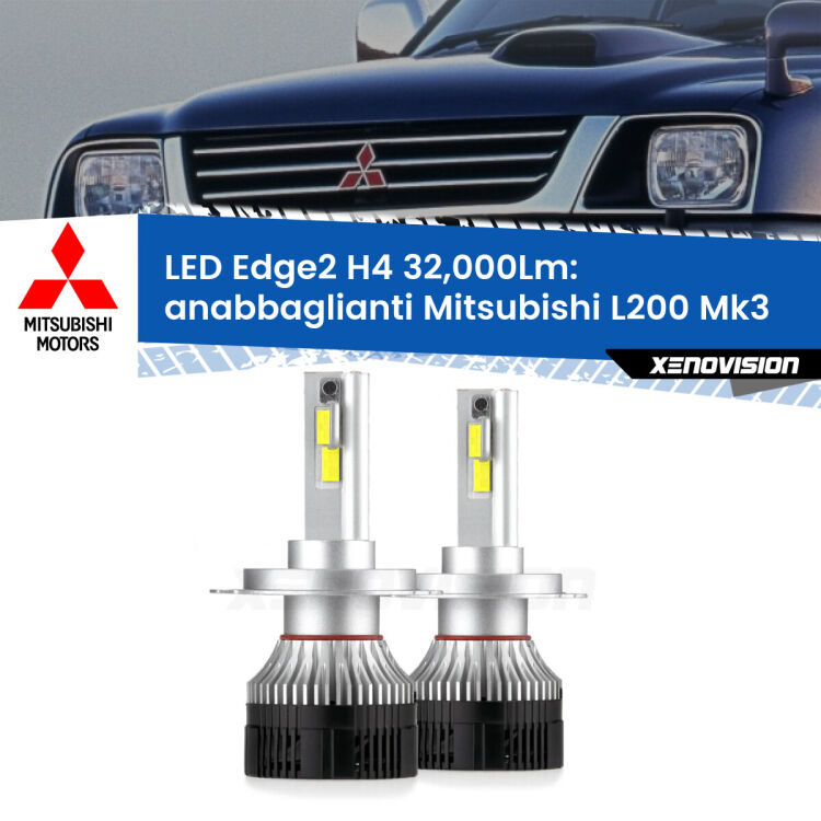 <p><strong>Kit anabbaglianti LED H4 per Mitsubishi L200</strong> Mk3 1996 - 2005. </strong>Potenza smisurata, taglio di luce perfetto. Super canbus. Qualità Massima.</p>