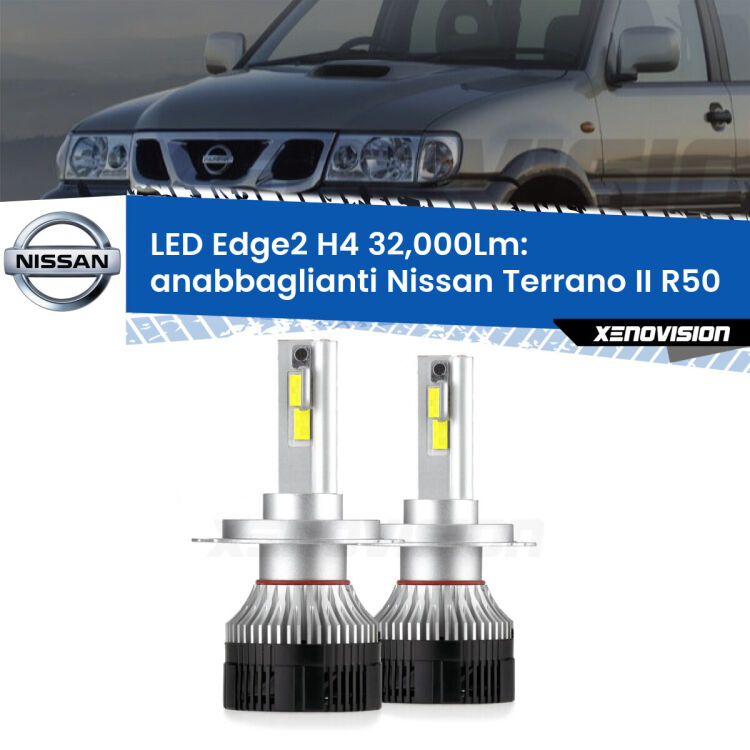 <p><strong>Kit anabbaglianti LED H4 per Nissan Terrano II</strong> R50 1997 - 2004. </strong>Potenza smisurata, taglio di luce perfetto. Super canbus. Qualità Massima.</p>