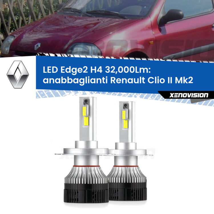 <p><strong>Kit anabbaglianti LED H4 per Renault Clio II</strong> Mk2 a parabola singola. </strong>Potenza smisurata, taglio di luce perfetto. Super canbus. Qualità Massima.</p>