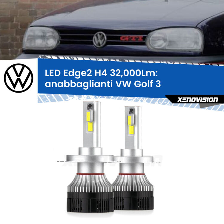 <p><strong>Kit anabbaglianti LED H4 per VW Golf 3</strong>  a parabola singola. </strong>Potenza smisurata, taglio di luce perfetto. Super canbus. Qualità Massima.</p>