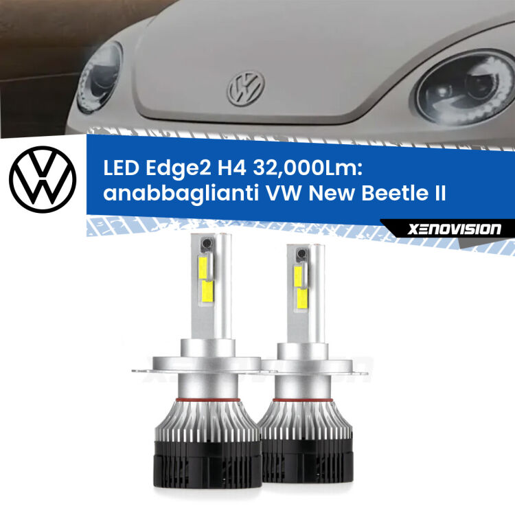 <p><strong>Kit anabbaglianti LED H4 per VW New Beetle</strong> II 2011 - 2019. </strong>Potenza smisurata, taglio di luce perfetto. Super canbus. Qualità Massima.</p>