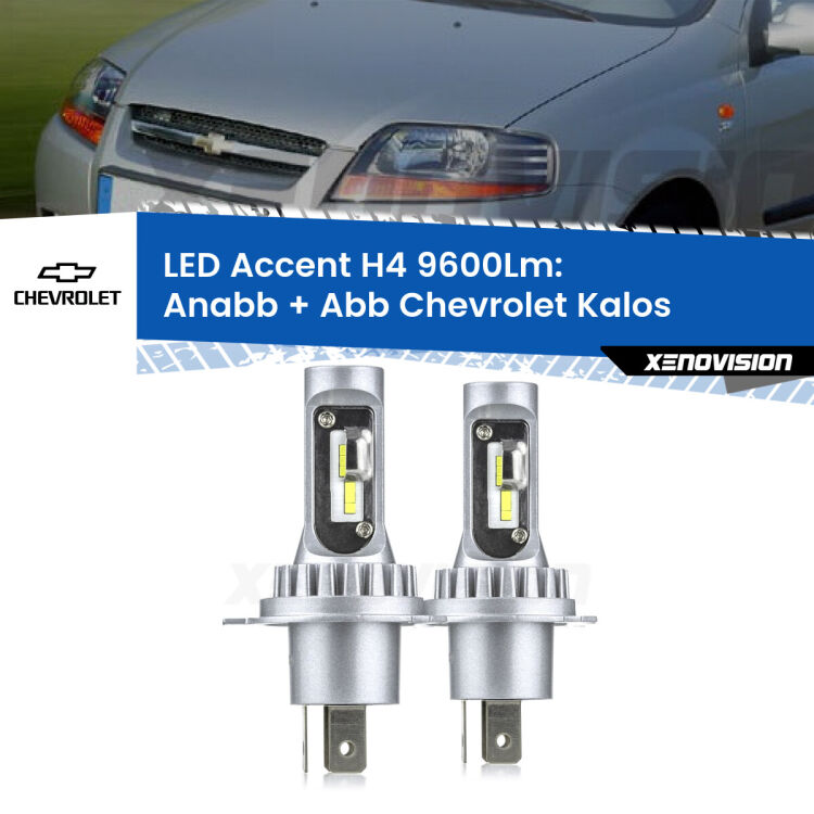 <strong>Kit LED per anabbaglianti + abbaglianti Kalos</strong>  2005 - 2008.</strong> Coppia lampade <strong>H4</strong> doppia intensità senza ventola e ultracompatte per installazioni in fari senza spazi.