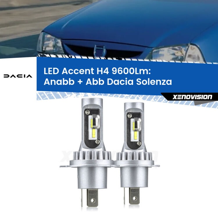 <strong>Kit LED per anabbaglianti + abbaglianti Solenza</strong>  2003 in poi.</strong> Coppia lampade <strong>H4</strong> doppia intensità senza ventola e ultracompatte per installazioni in fari senza spazi.