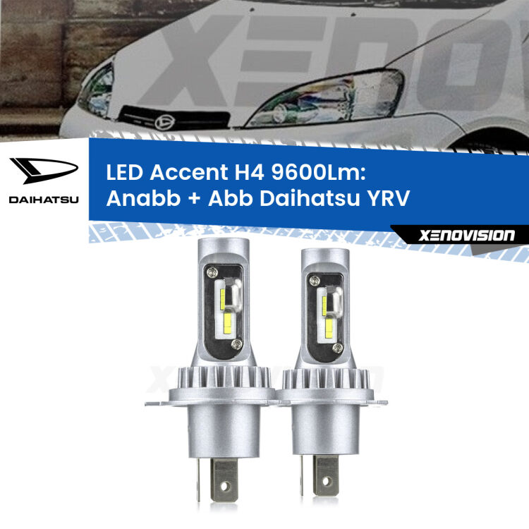 <strong>Kit LED per anabbaglianti + abbaglianti YRV</strong>  2000 - 2005.</strong> Coppia lampade <strong>H4</strong> doppia intensità senza ventola e ultracompatte per installazioni in fari senza spazi.