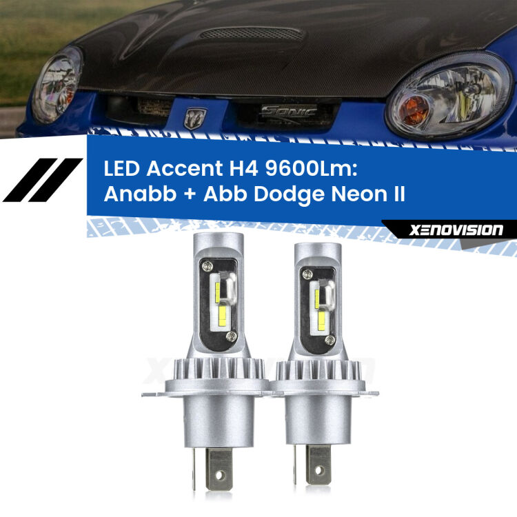 <strong>Kit LED per anabbaglianti + abbaglianti Neon</strong> II 1999 - 2005.</strong> Coppia lampade <strong>H4</strong> doppia intensità senza ventola e ultracompatte per installazioni in fari senza spazi.