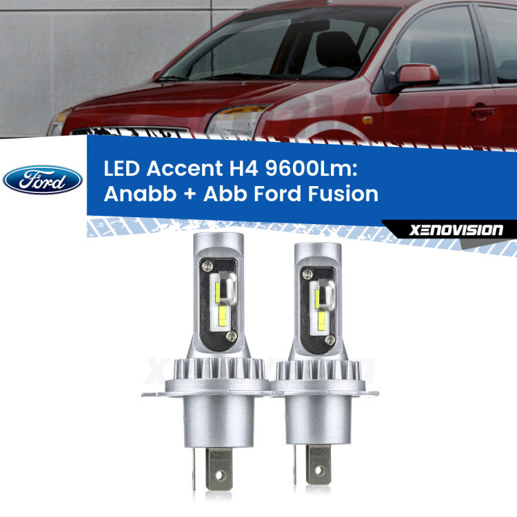 <strong>Kit LED per anabbaglianti + abbaglianti Fusion</strong>  2002 - 2012.</strong> Coppia lampade <strong>H4</strong> doppia intensità senza ventola e ultracompatte per installazioni in fari senza spazi.