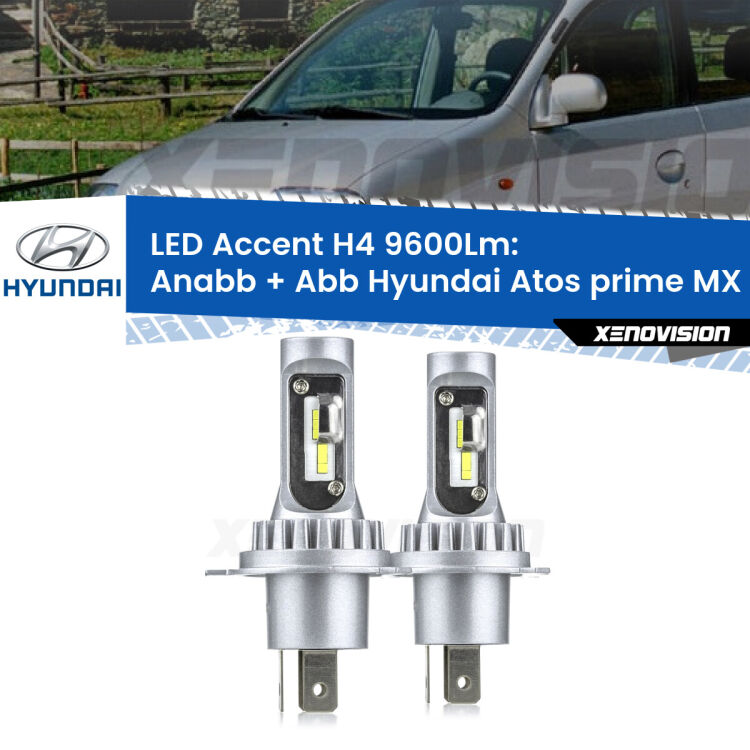 <strong>Kit LED per anabbaglianti + abbaglianti Atos prime</strong> MX 1997 - 2008.</strong> Coppia lampade <strong>H4</strong> doppia intensità senza ventola e ultracompatte per installazioni in fari senza spazi.