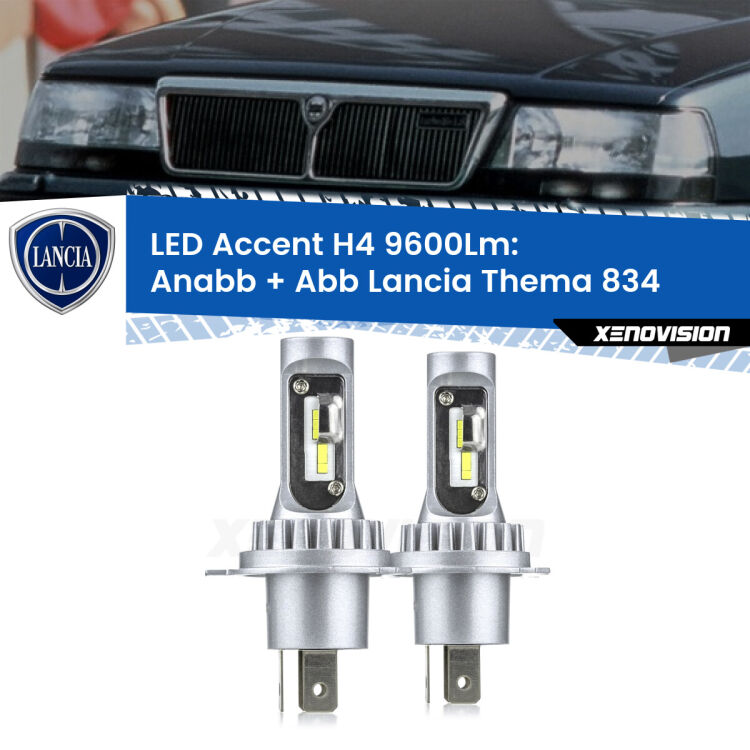 <strong>Kit LED per anabbaglianti + abbaglianti Thema</strong> 834 1984 - 1994.</strong> Coppia lampade <strong>H4</strong> doppia intensità senza ventola e ultracompatte per installazioni in fari senza spazi.