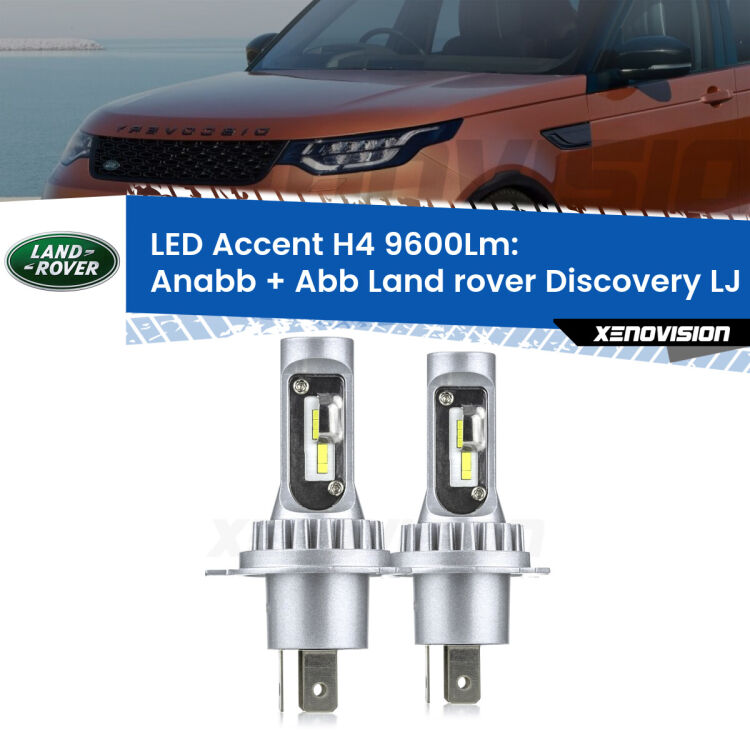 <strong>Kit LED per anabbaglianti + abbaglianti Discovery</strong> LJ 1989 - 1998.</strong> Coppia lampade <strong>H4</strong> doppia intensità senza ventola e ultracompatte per installazioni in fari senza spazi.