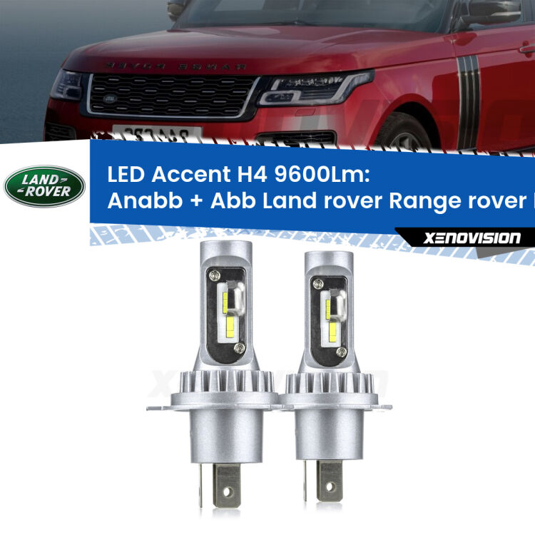 <strong>Kit LED per anabbaglianti + abbaglianti Range rover II</strong> P38A 1994 - 2002.</strong> Coppia lampade <strong>H4</strong> doppia intensità senza ventola e ultracompatte per installazioni in fari senza spazi.