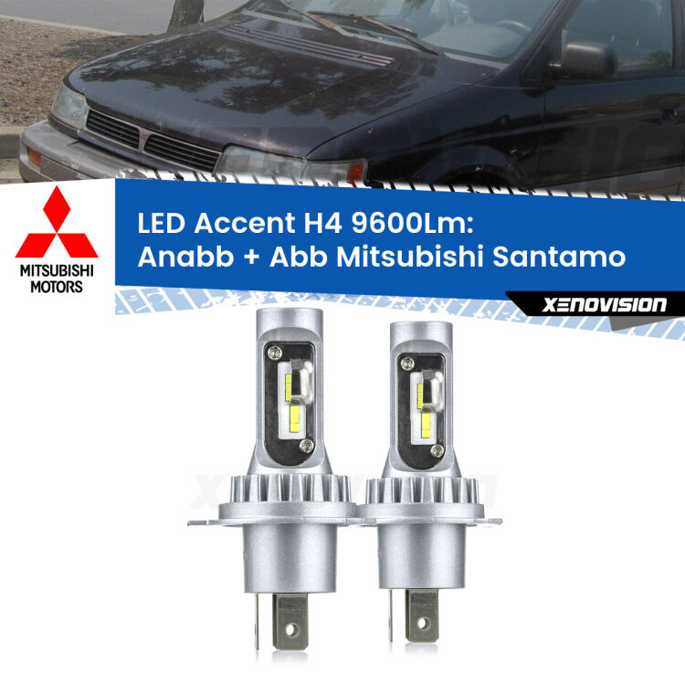 <strong>Kit LED per anabbaglianti + abbaglianti Santamo</strong>  1999 - 2004.</strong> Coppia lampade <strong>H4</strong> doppia intensità senza ventola e ultracompatte per installazioni in fari senza spazi.