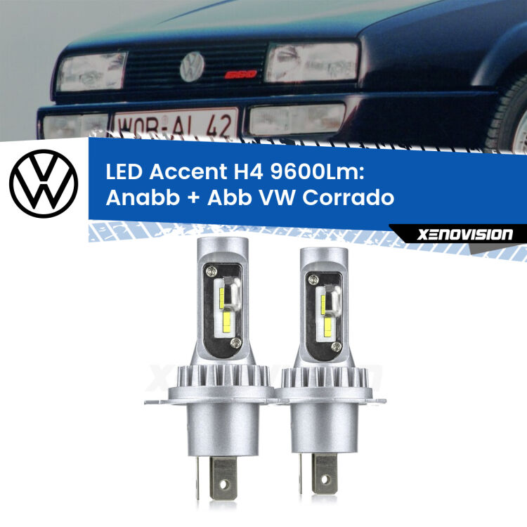 <strong>Kit LED per anabbaglianti + abbaglianti Corrado</strong>  1988 - 1995.</strong> Coppia lampade <strong>H4</strong> doppia intensità senza ventola e ultracompatte per installazioni in fari senza spazi.